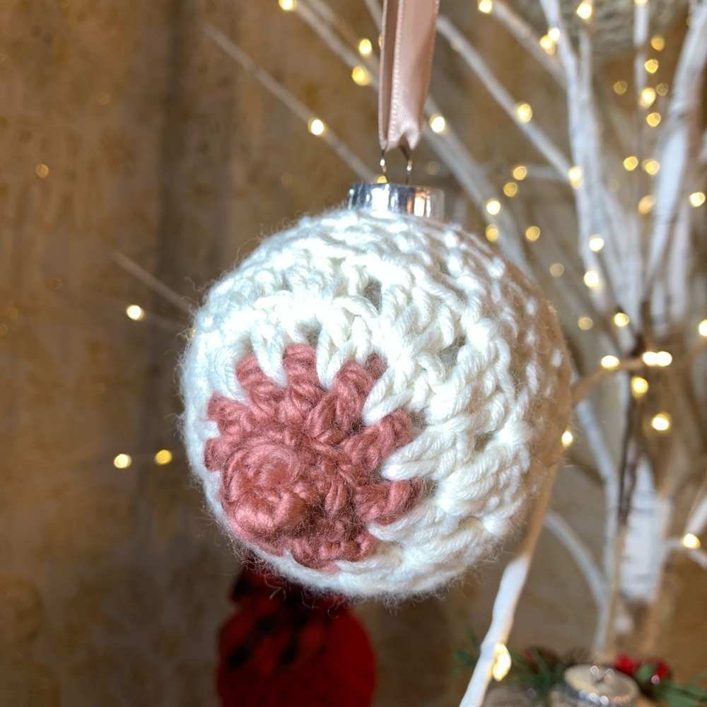 Crocheted Breast Cancer Awareness Boob Ornament